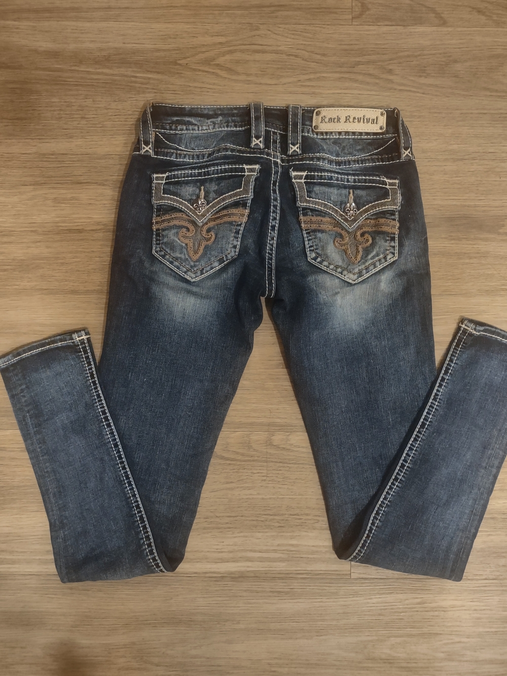 Rock Revival Women's Dark Blue Embroidered Pocket Jeans